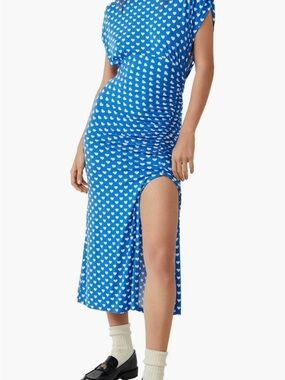 Free People Blue Heart Print Midi Dress